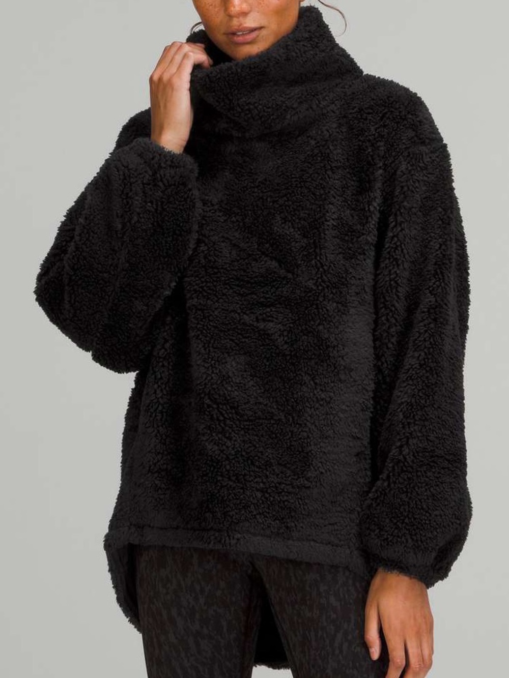 Lululemon Warm Restore Sherpa Pullover Long Black Fleece Oversized Sweater XL